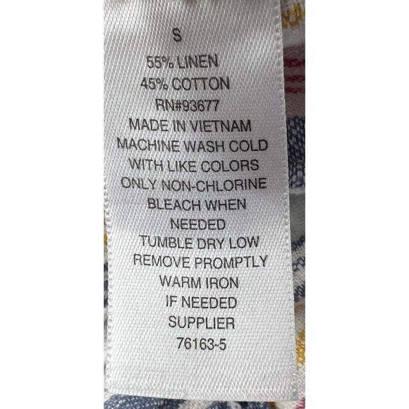 a.n.a Linen Blend Pants Belted Cropped Wide Leg Stripe S Coastal Resort Beach - Picture 12 of 12